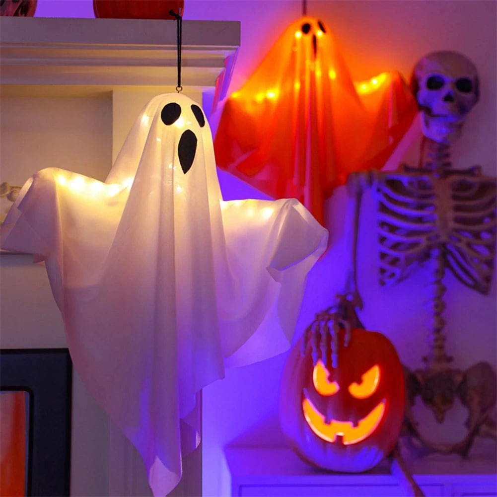 Halloween Glowing Ghost LED Hanging Ghosts Horror Props with Fairy Light Indoor Outdoor Haunted House Halloween Decoration