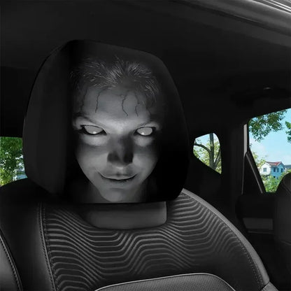 2Pcs Halloween Horror Face Printing Car Headrest Covers Universal Elastic Car Seat Headrest Cover