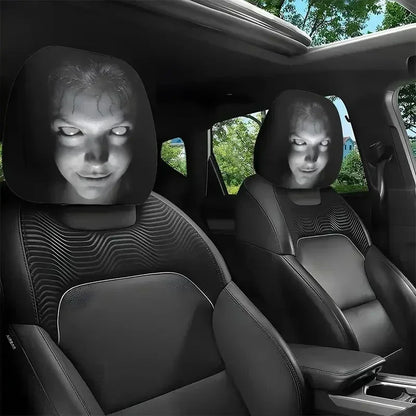 2Pcs Halloween Horror Face Printing Car Headrest Covers Universal Elastic Car Seat Headrest Cover
